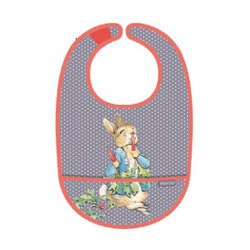 Śliniak z kieszonką, bawełniany, szary, seria Królik Piotruś | Petit Jour Paris®